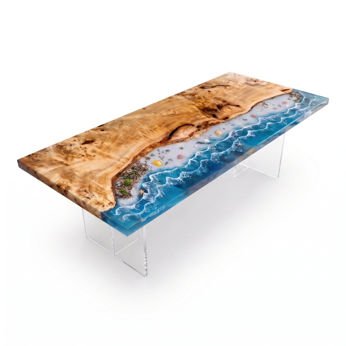 Poplar River Epoxy Rectangular Dining Table（Tabletop only, legs not included）