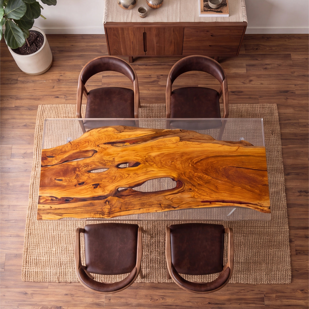 Olive Clear Epoxy Rectangular Dining Table（Tabletop only, legs not included）