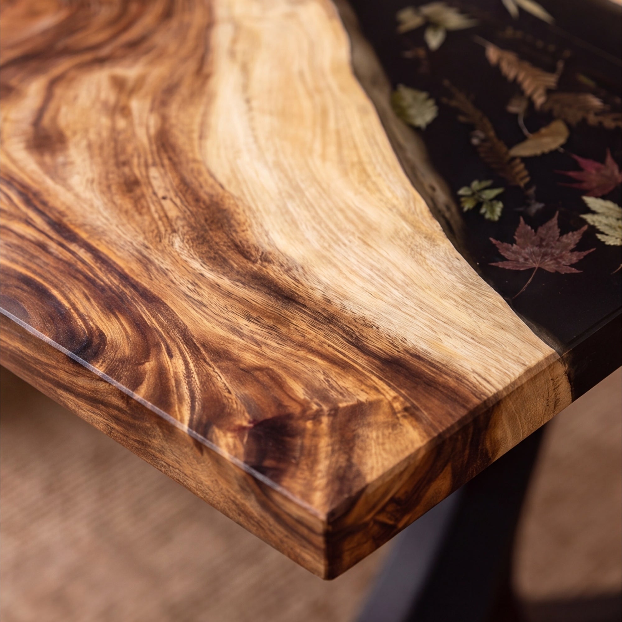 Walnut Black Epoxy Rectangular Dining Table（Tabletop only, legs not included）