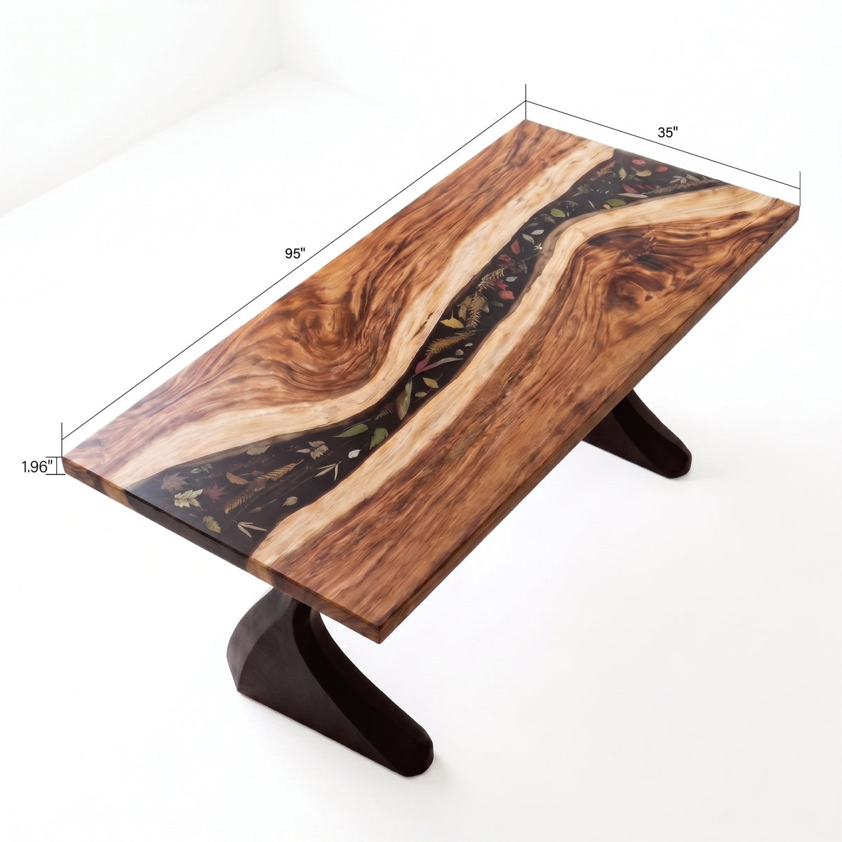 Walnut Black Epoxy Rectangular Dining Table（Tabletop only, legs not included）