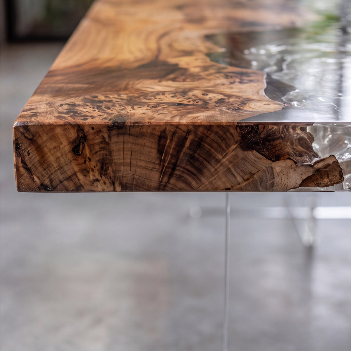 Poplar Ice Crystal Epoxy Rectangular Dining Table（Tabletop only, legs not included）