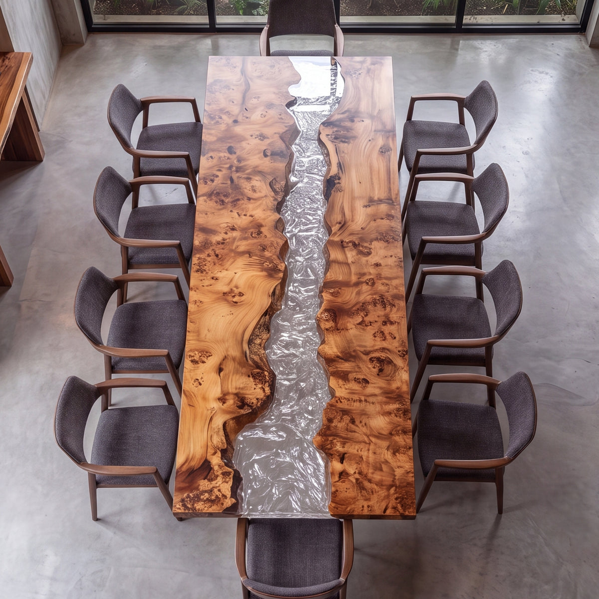 Poplar Ice Crystal Epoxy Rectangular Dining Table（Tabletop only, legs not included）