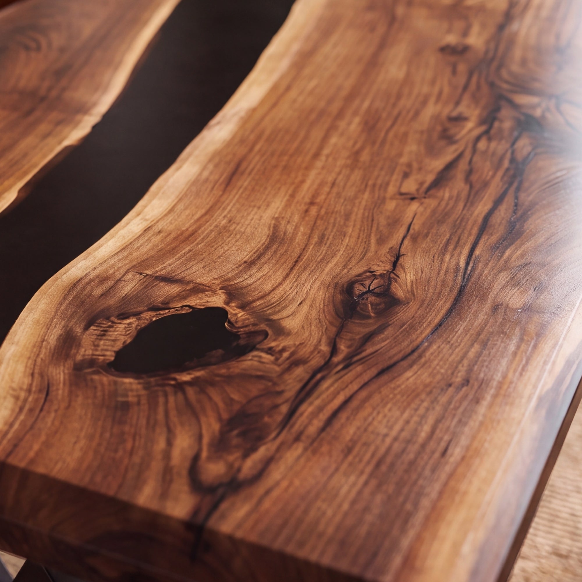 Black Walnut Black Epoxy Rectangular Dining Table（Tabletop only, legs not included）