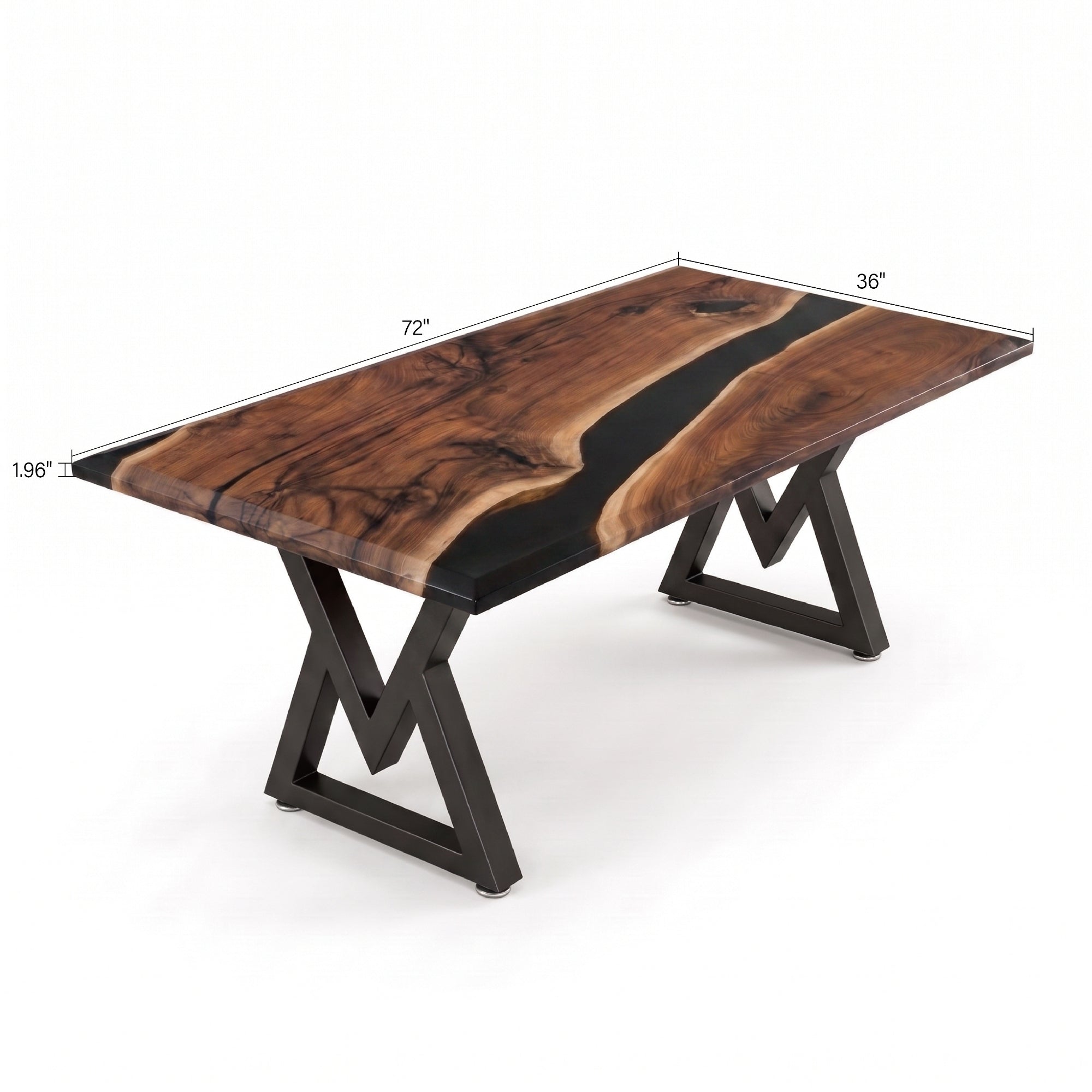 Black Walnut Black Epoxy Rectangular Dining Table（Tabletop only, legs not included）