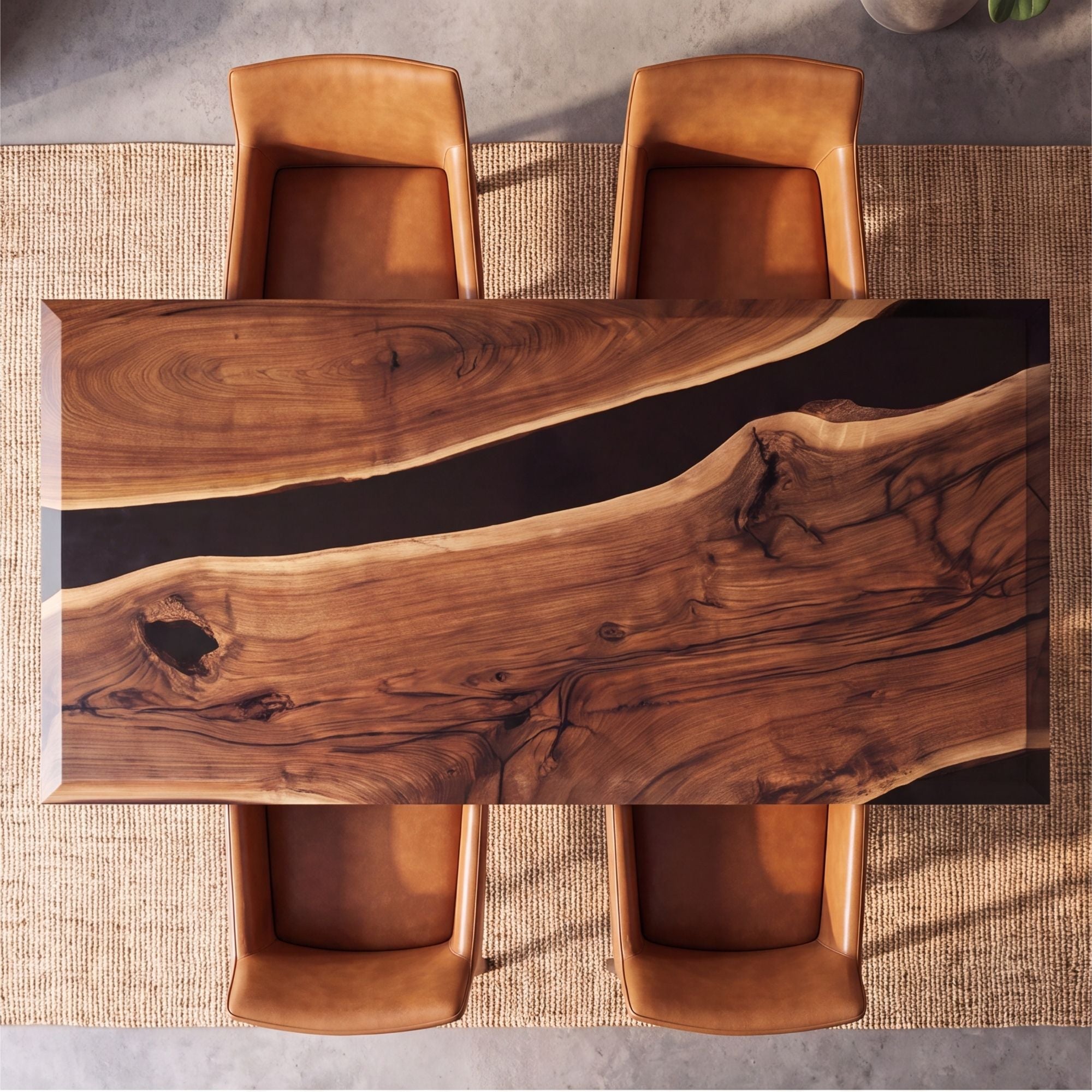 Black Walnut Black Epoxy Rectangular Dining Table（Tabletop only, legs not included）