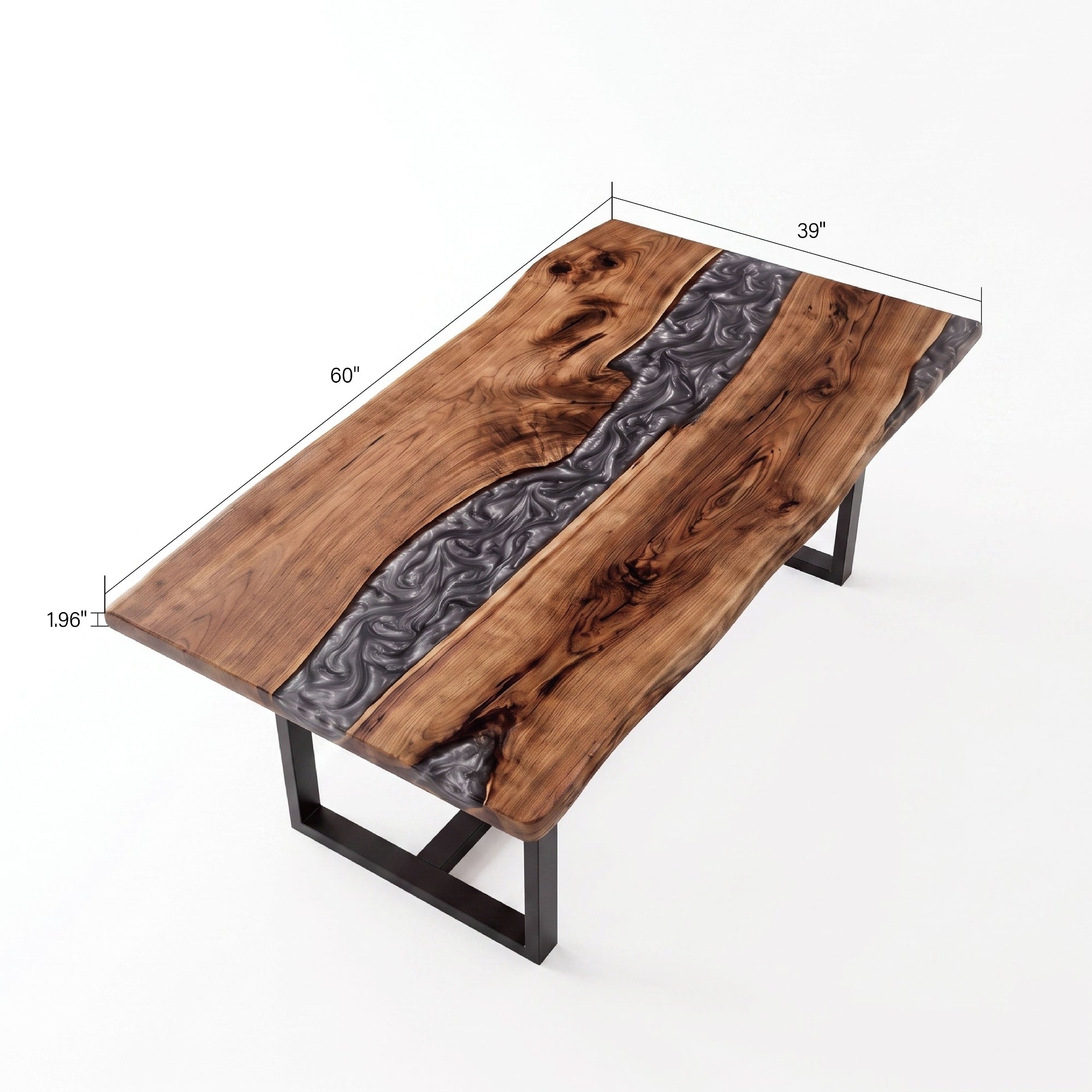 Black Walnut Gray Epoxy Rectangular Dining Table（Tabletop only, legs not included）
