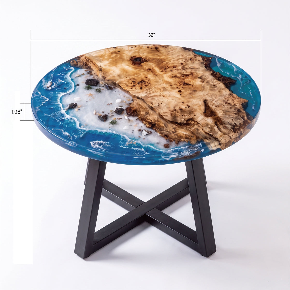 Poplar Blue Epoxy Round Coffee Table-PLSY04（Tabletop only, legs not included）