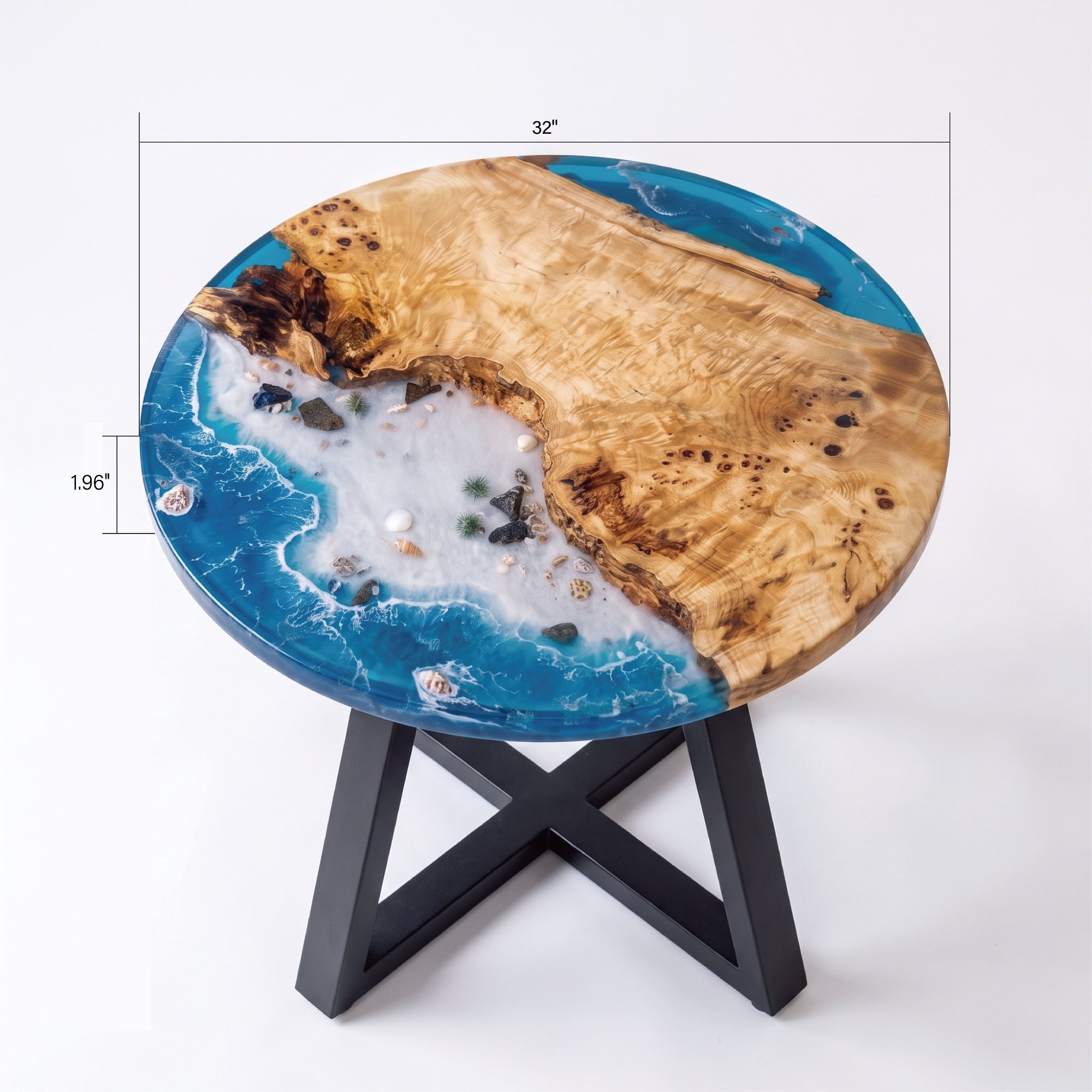 Poplar Blue Epoxy Round Coffee Table-PLSY02（Tabletop only, legs not included）