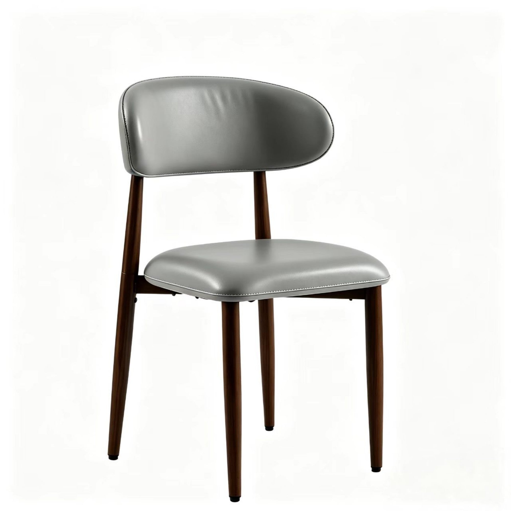 CH011-2PCS/CTN-Mid‑Century Upholstered Side Chair, White Faux Leather Dining Chair
