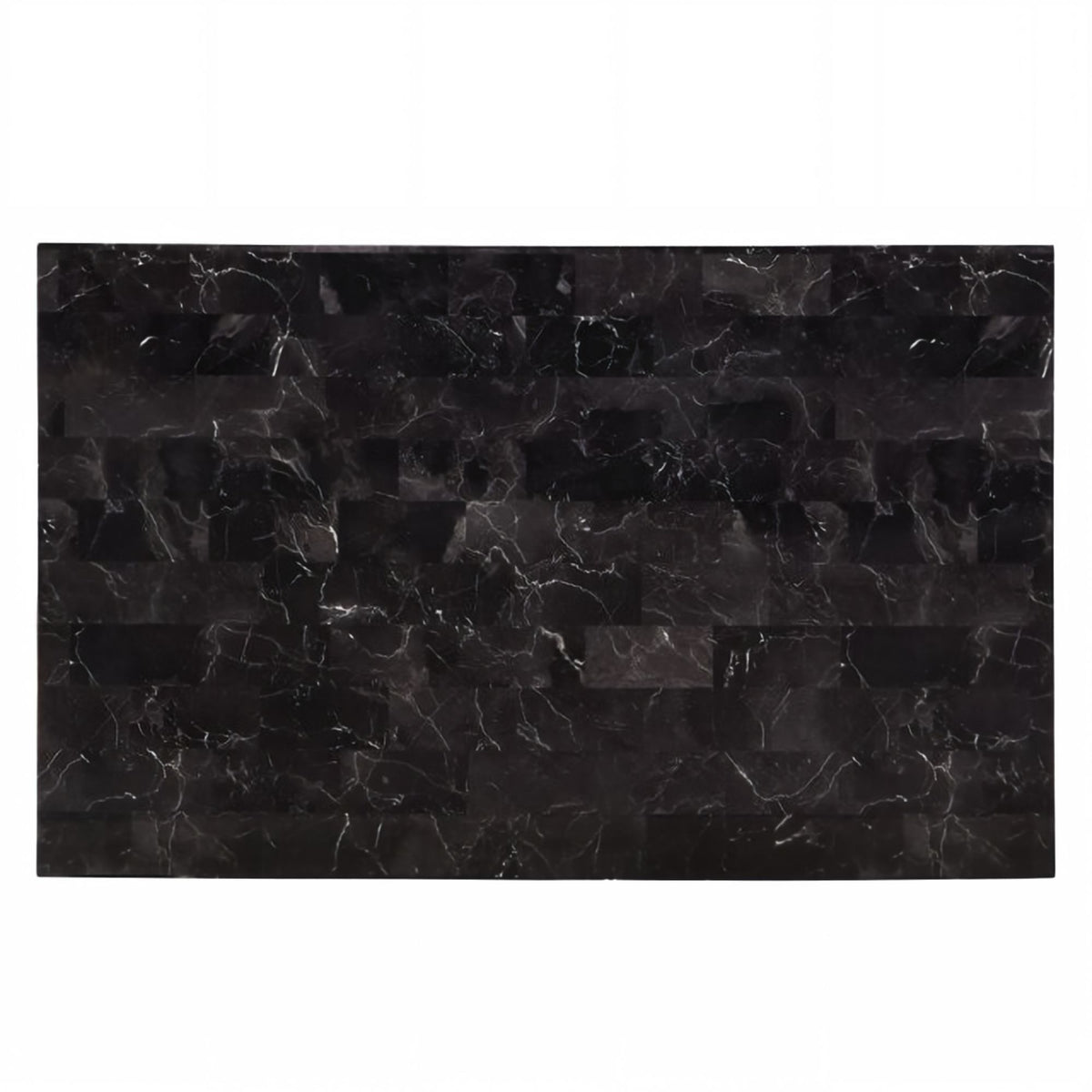 DT013-Rectangular Black Marble‑Effect Dining Table with Black Metal Legs