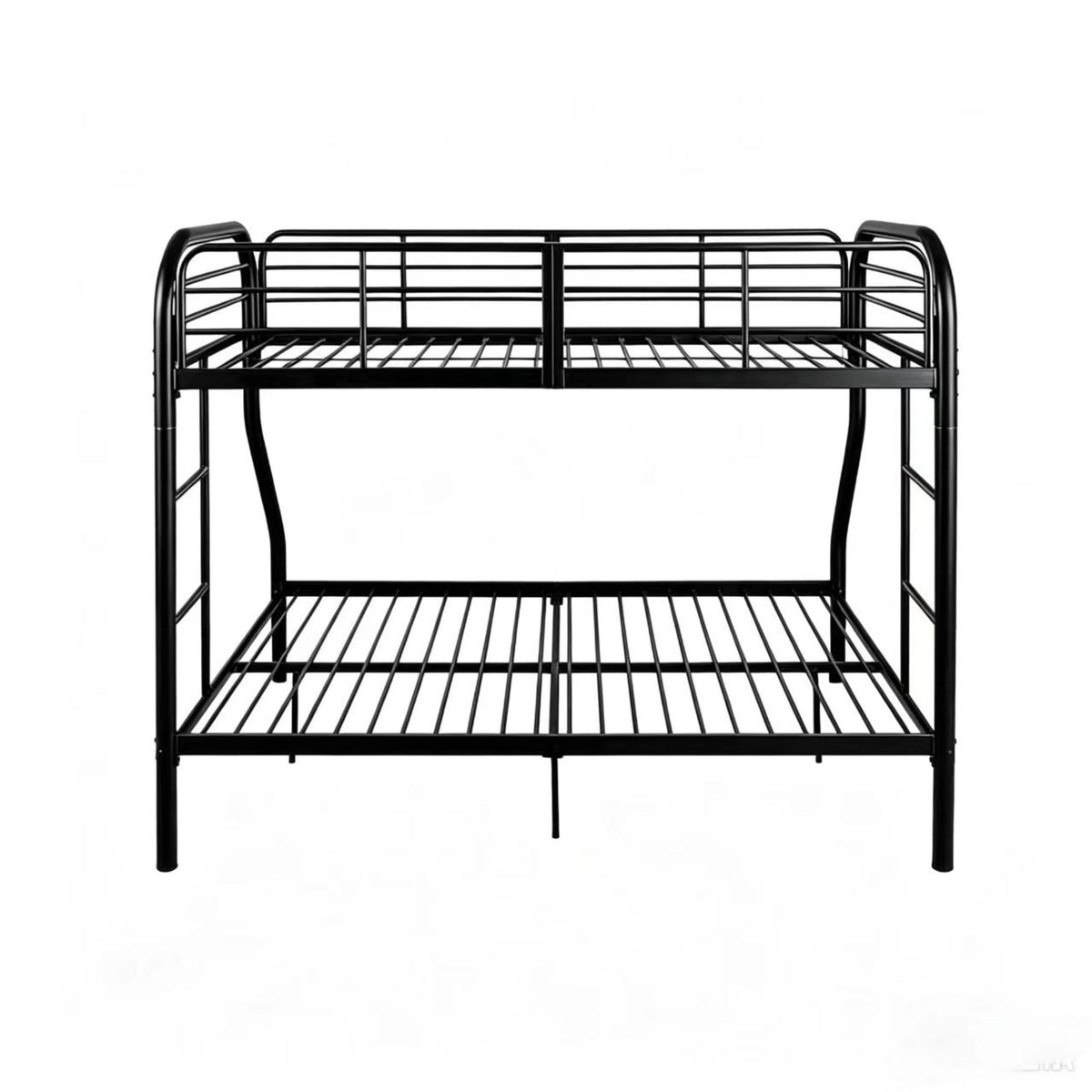 BB002-Twin Over Full Black Metal Bunk Bed Frame with Ladder & Safety Guardrails