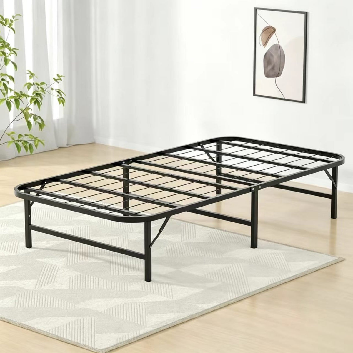 BD002-TWIN-FULL-QUEEN-Foldable Metal Bed Frame