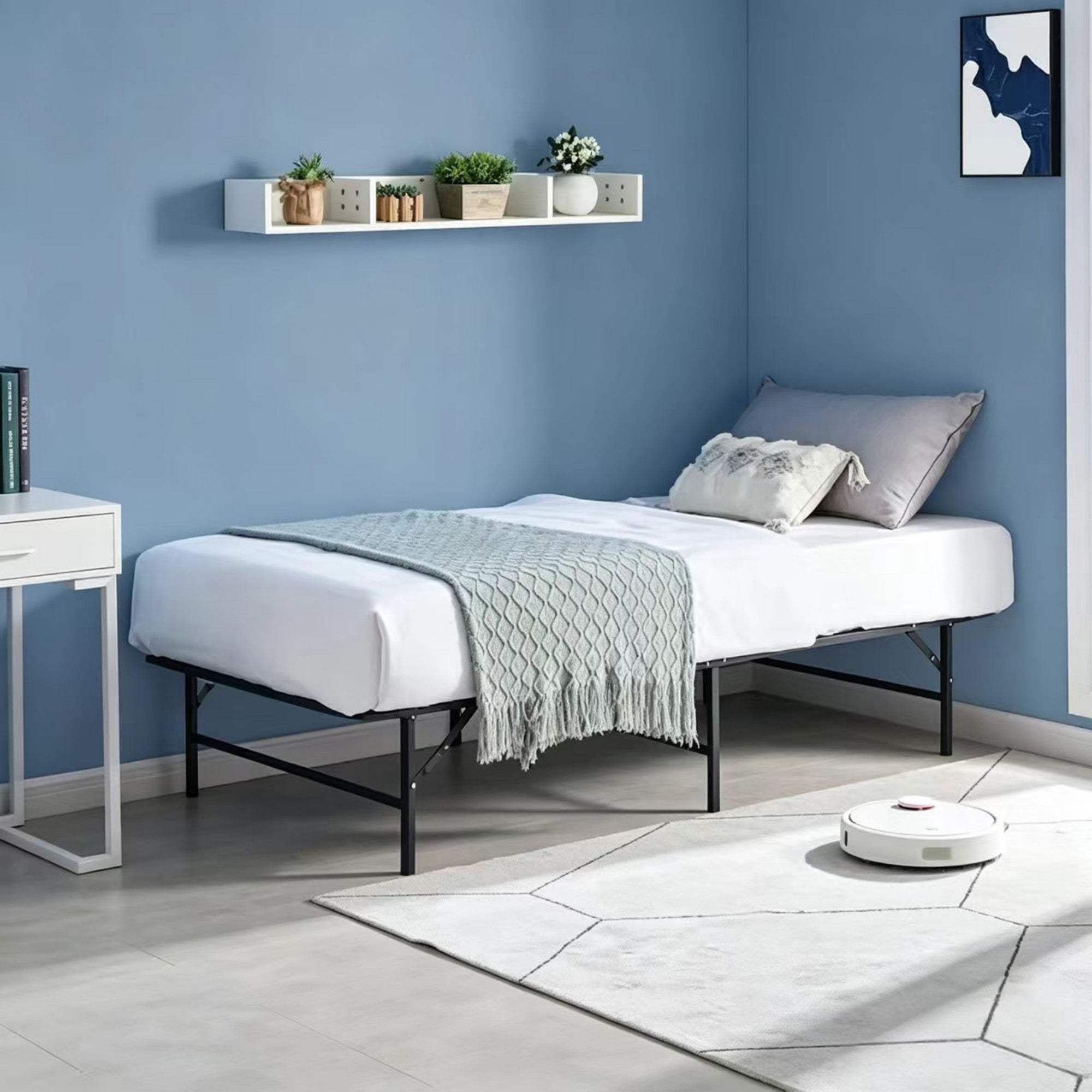 BD002-TWIN-FULL-QUEEN-Foldable Metal Bed Frame