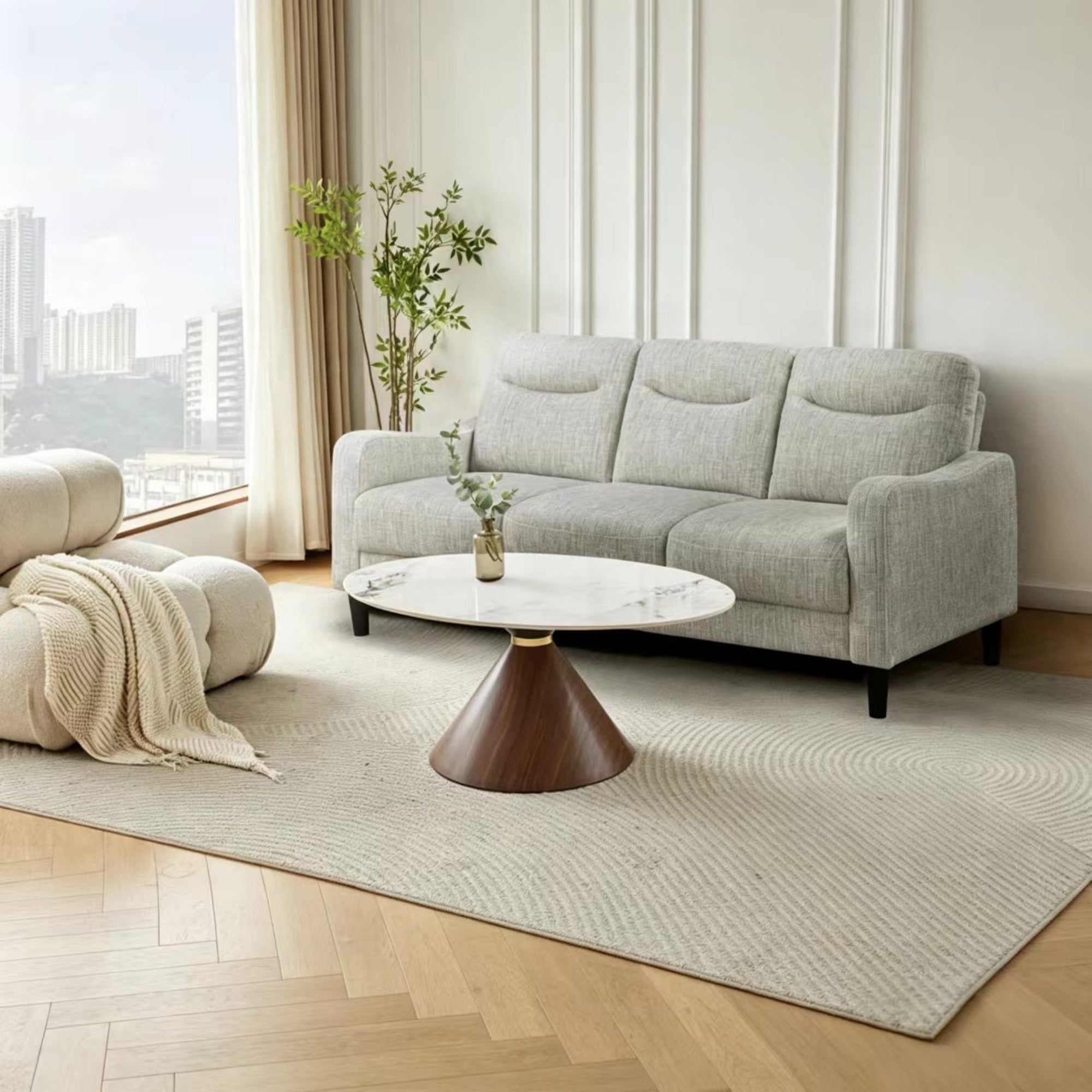 CT004 Modern Oval Sintered Stone Coffee Table