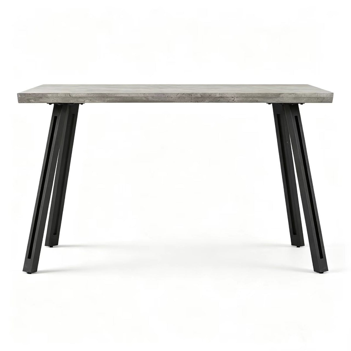 DT015-Rectangular Concrete‑Effect Dining Table with Black Metal Legs
