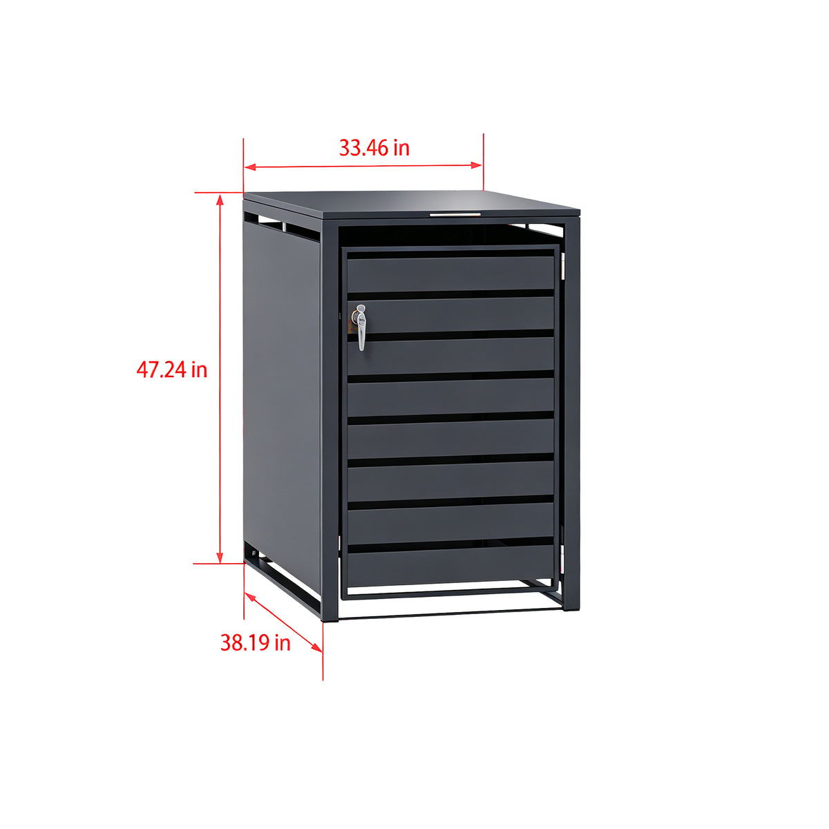 96 GALLON GREY SINGLE-DOOR STEEL TRASH CAN ENCLOSURE