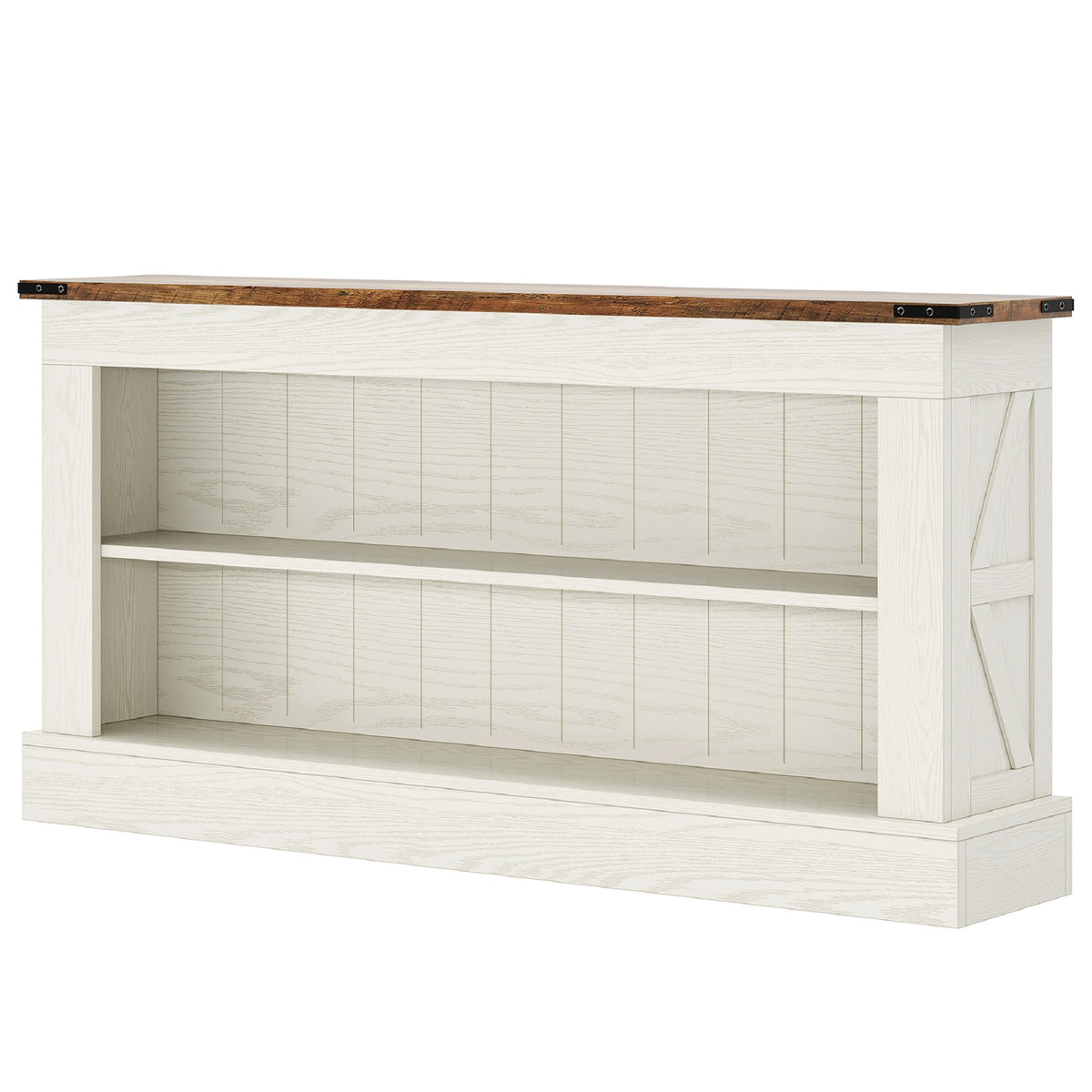 Modern Long Console Table with Open Storage Shelves