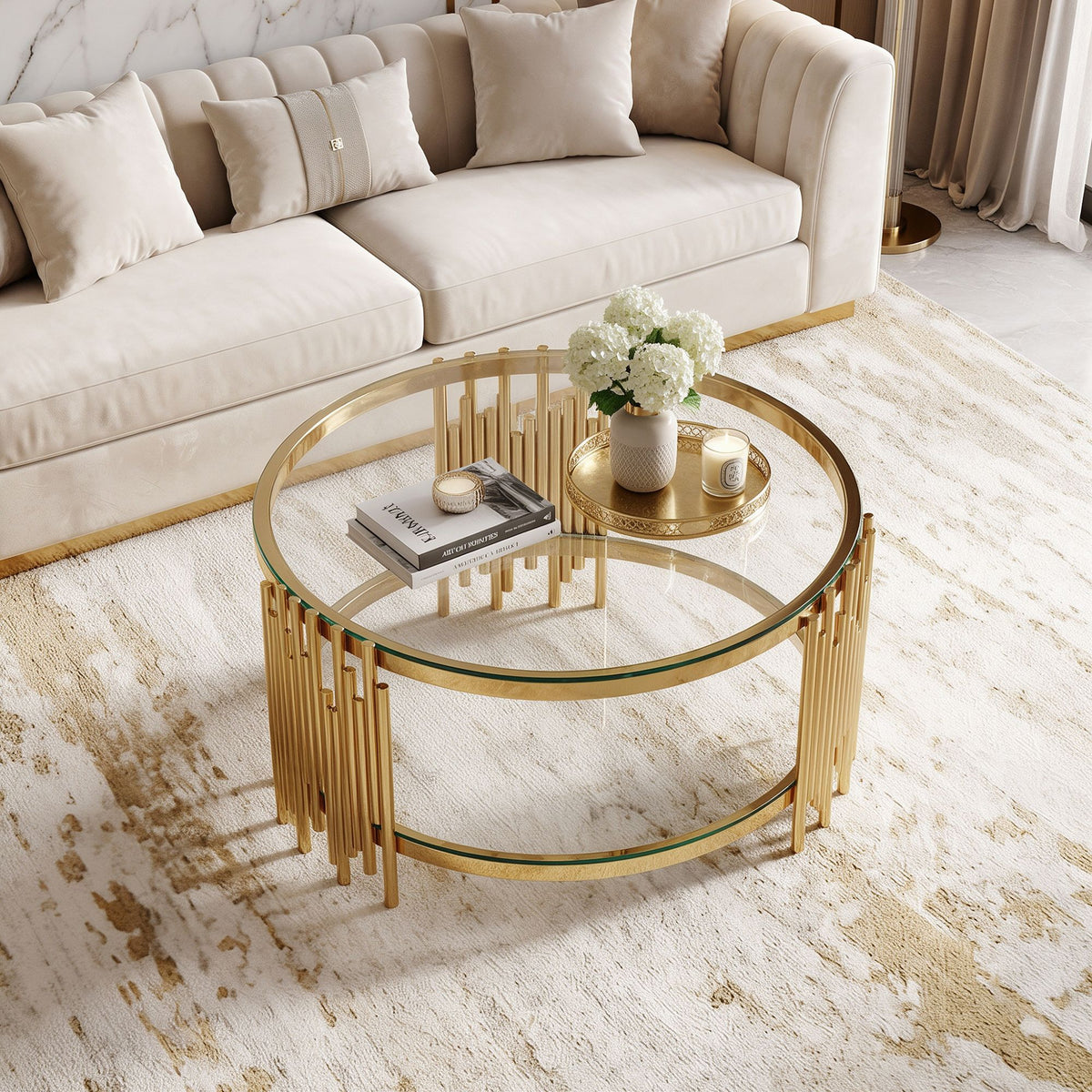 Classic stainless steel coffee table