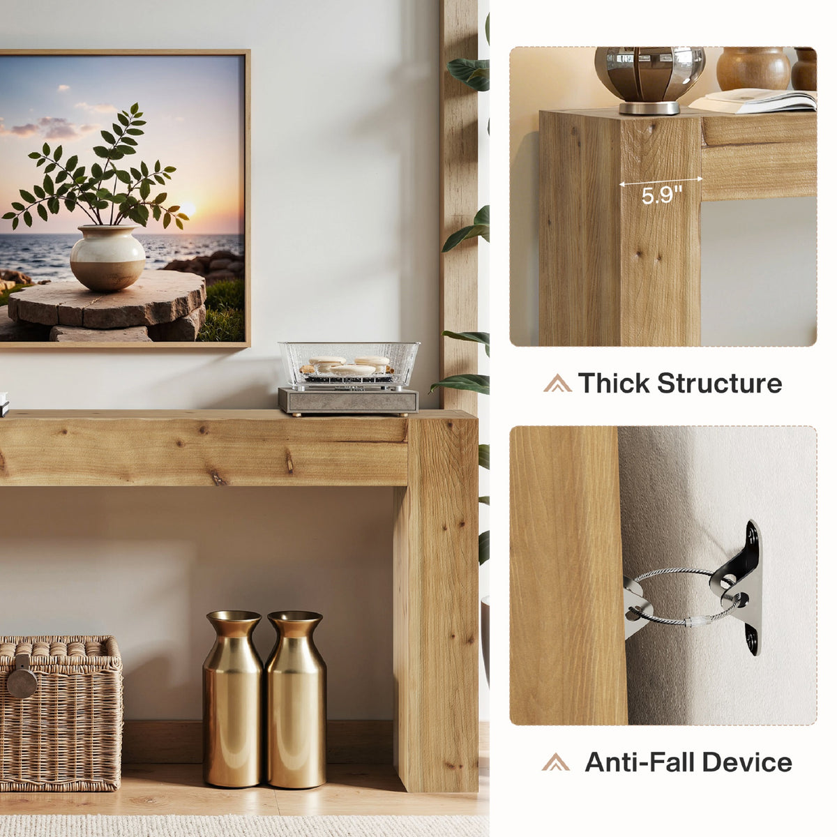 Rustic Accent Console Table for Entryway and Living Spaces