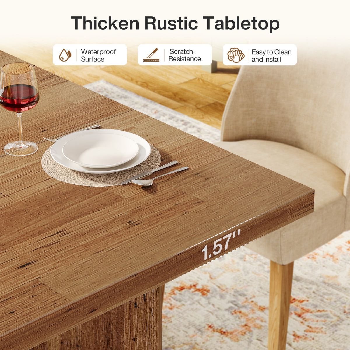 Contemporary Rectangular Dining Table with Sculptural Base