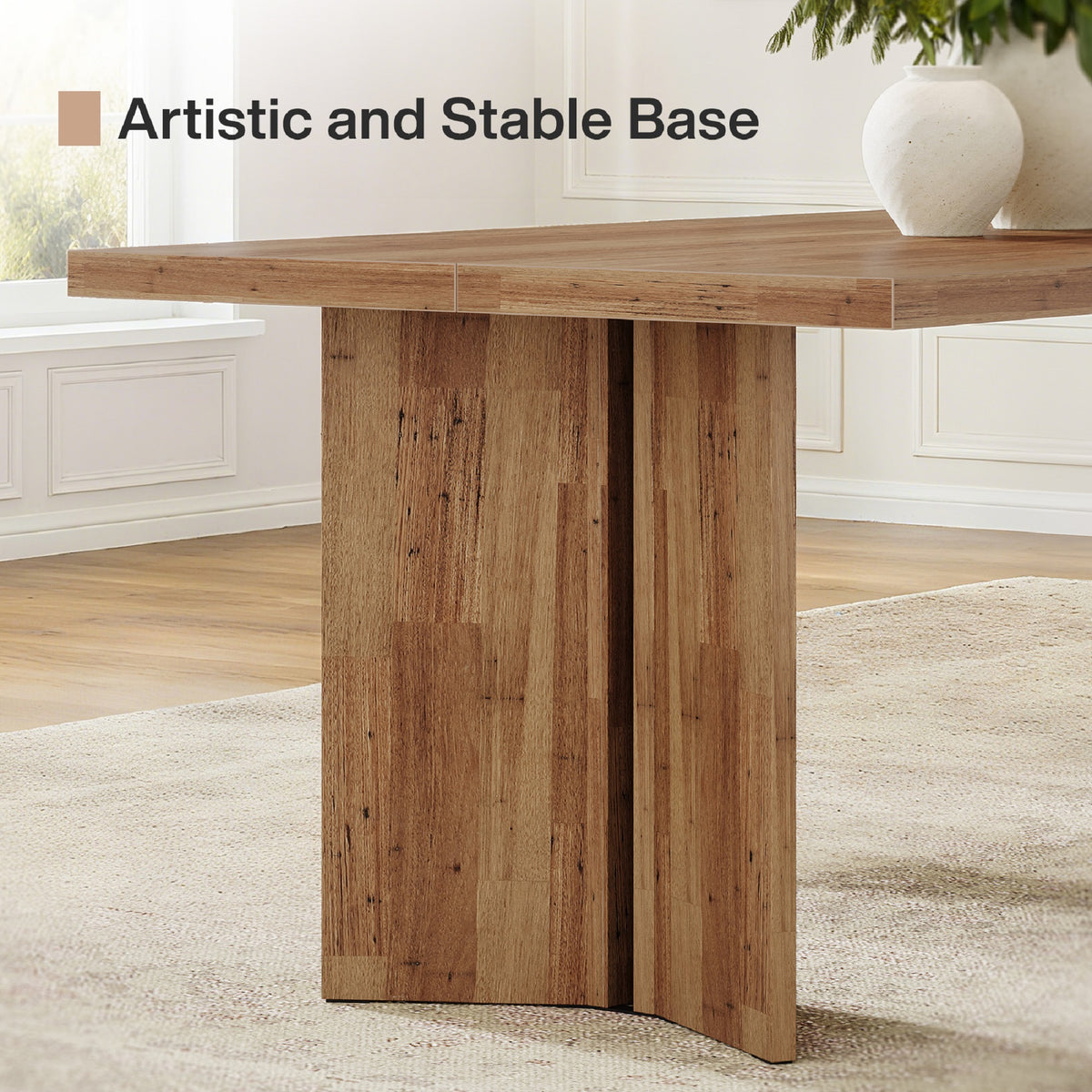 Contemporary Rectangular Dining Table with Sculptural Base