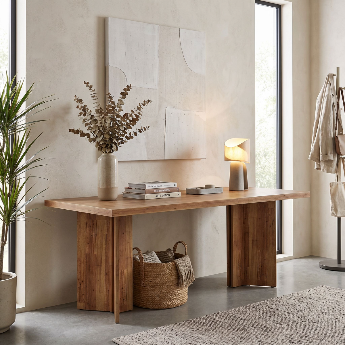 Contemporary Rectangular Dining Table with Sculptural Base