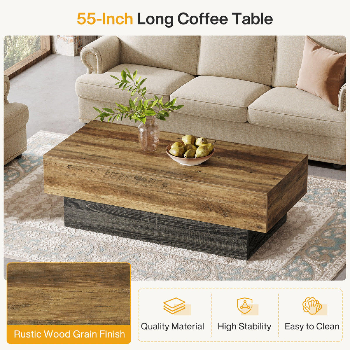 Farmhouse Coffee Table with Statement Pedestal Base