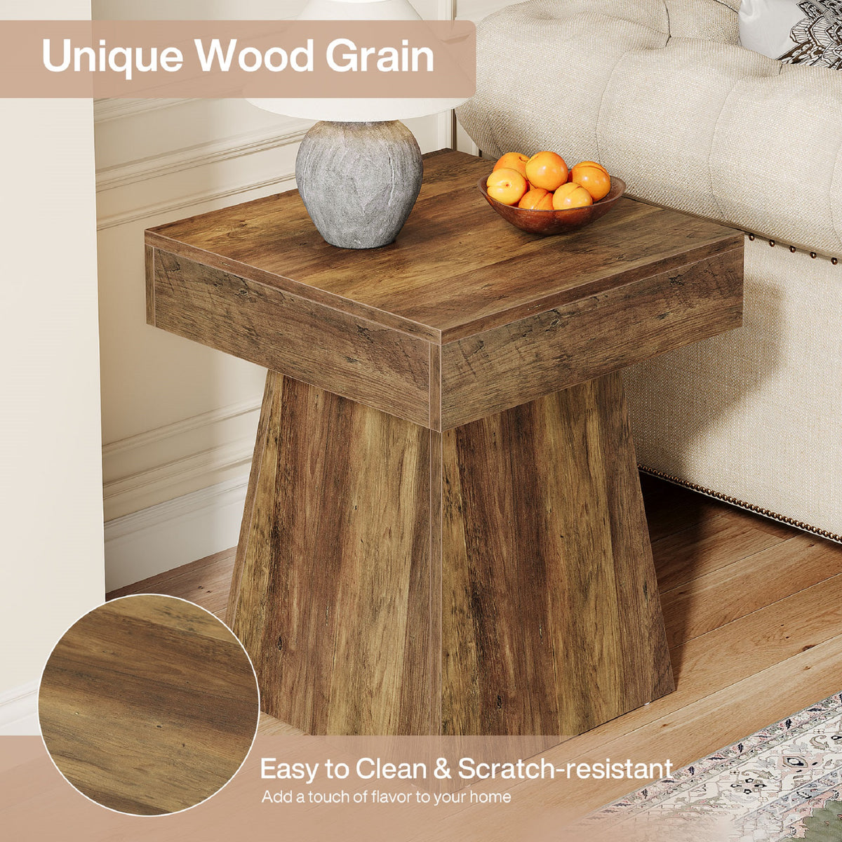 Modern Square Side Table with Broad Base