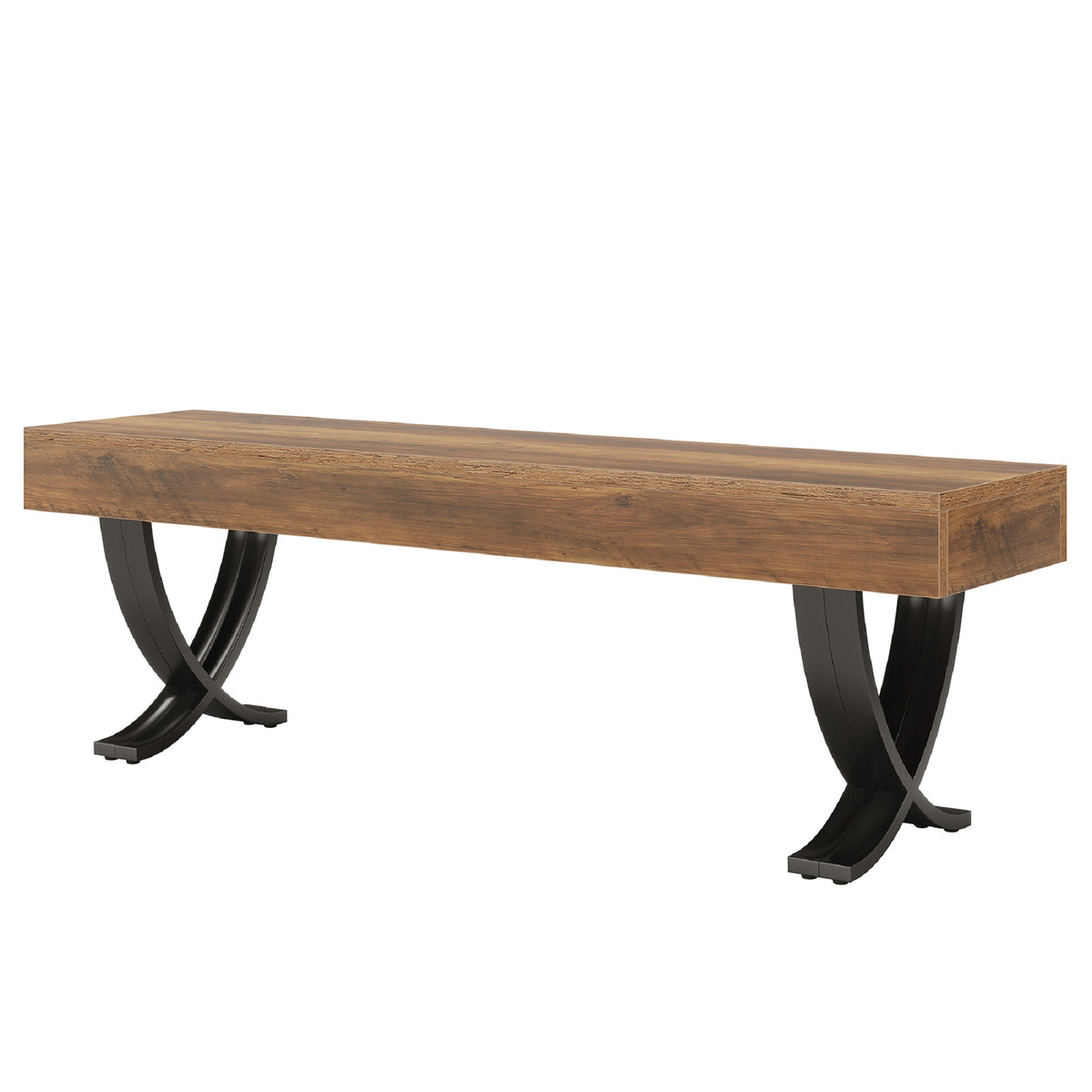 Ndustrial Entryway Bench with X-Frame Metal Base