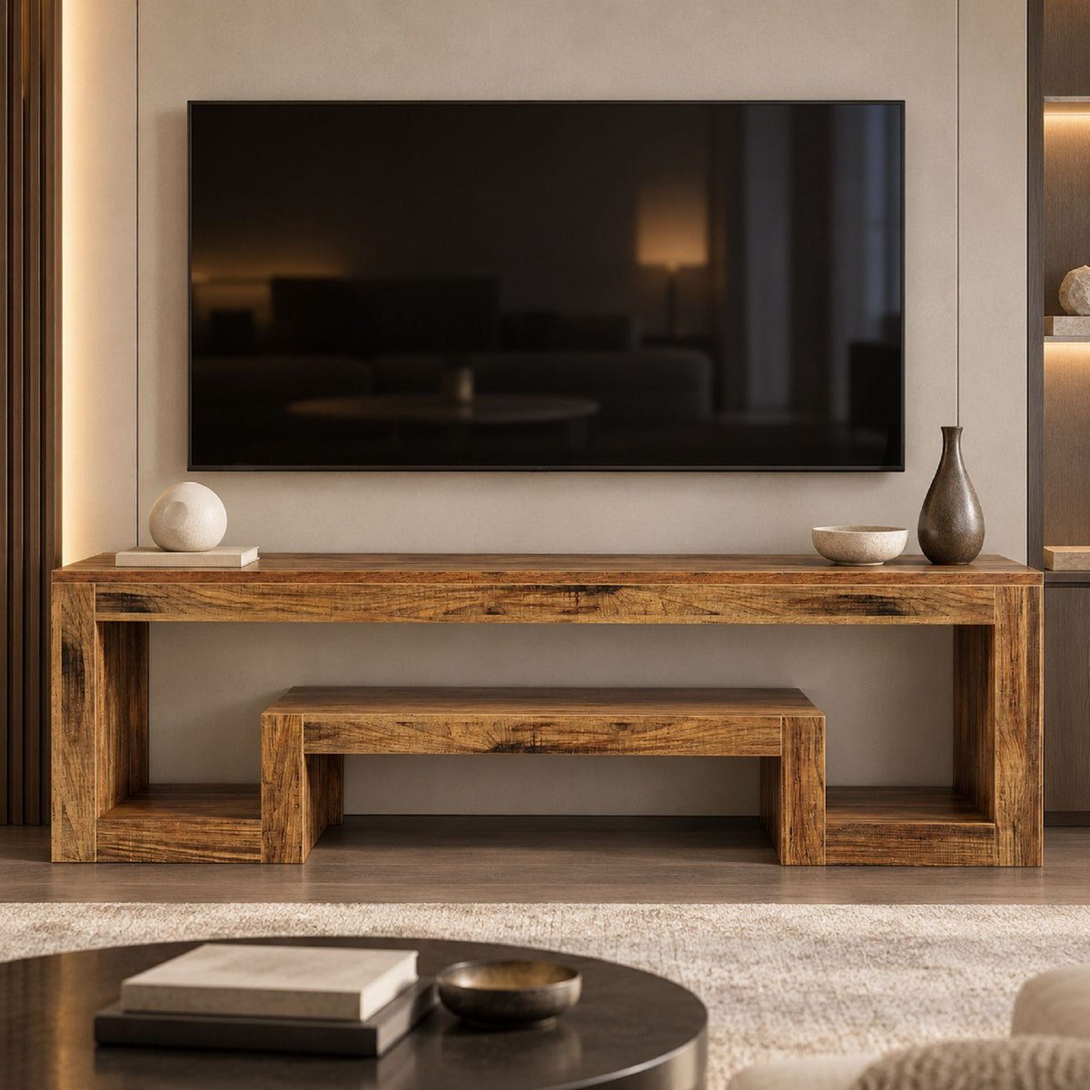 Modern Media Console TV Stand with Open Display Storage