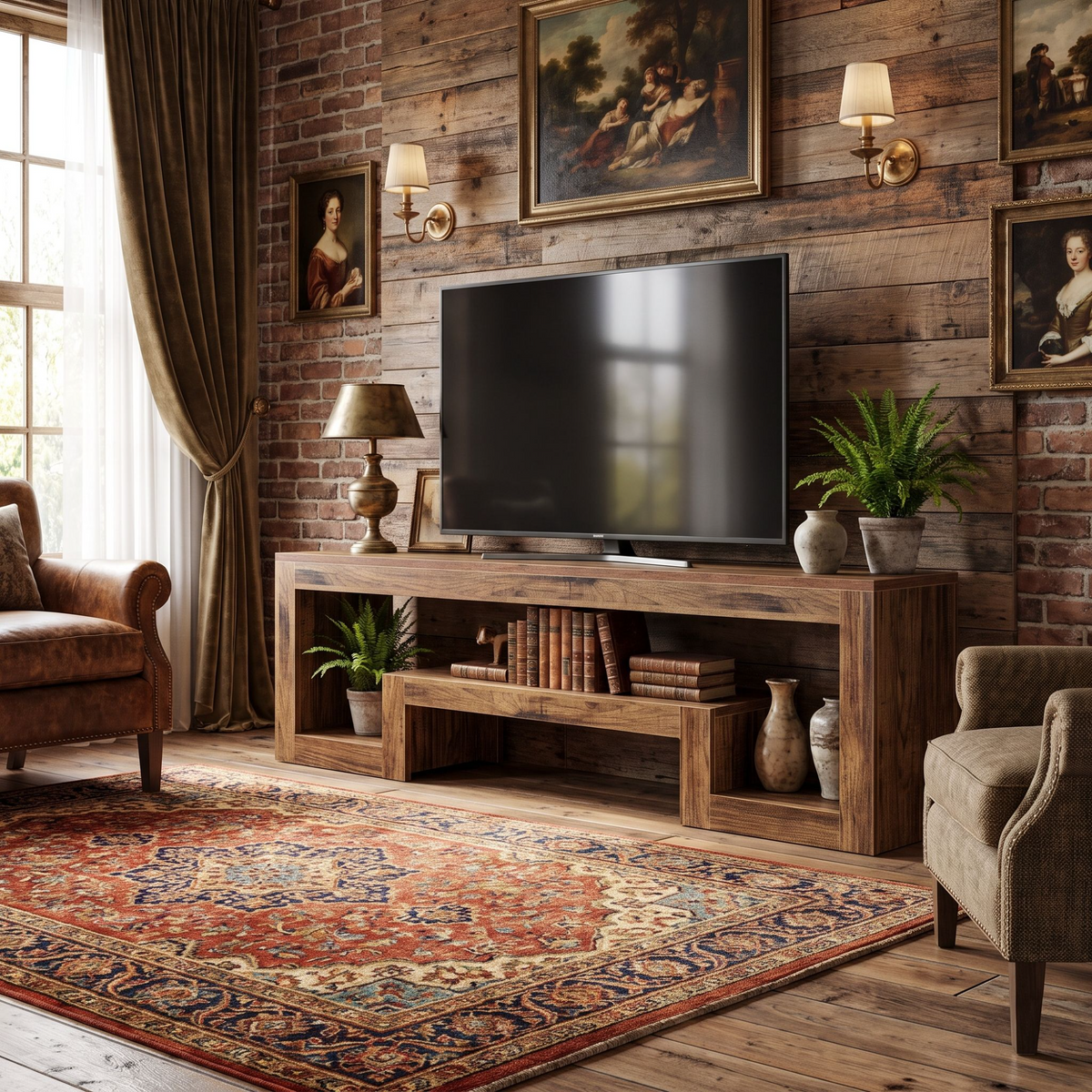 Modern Media Console TV Stand with Open Display Storage