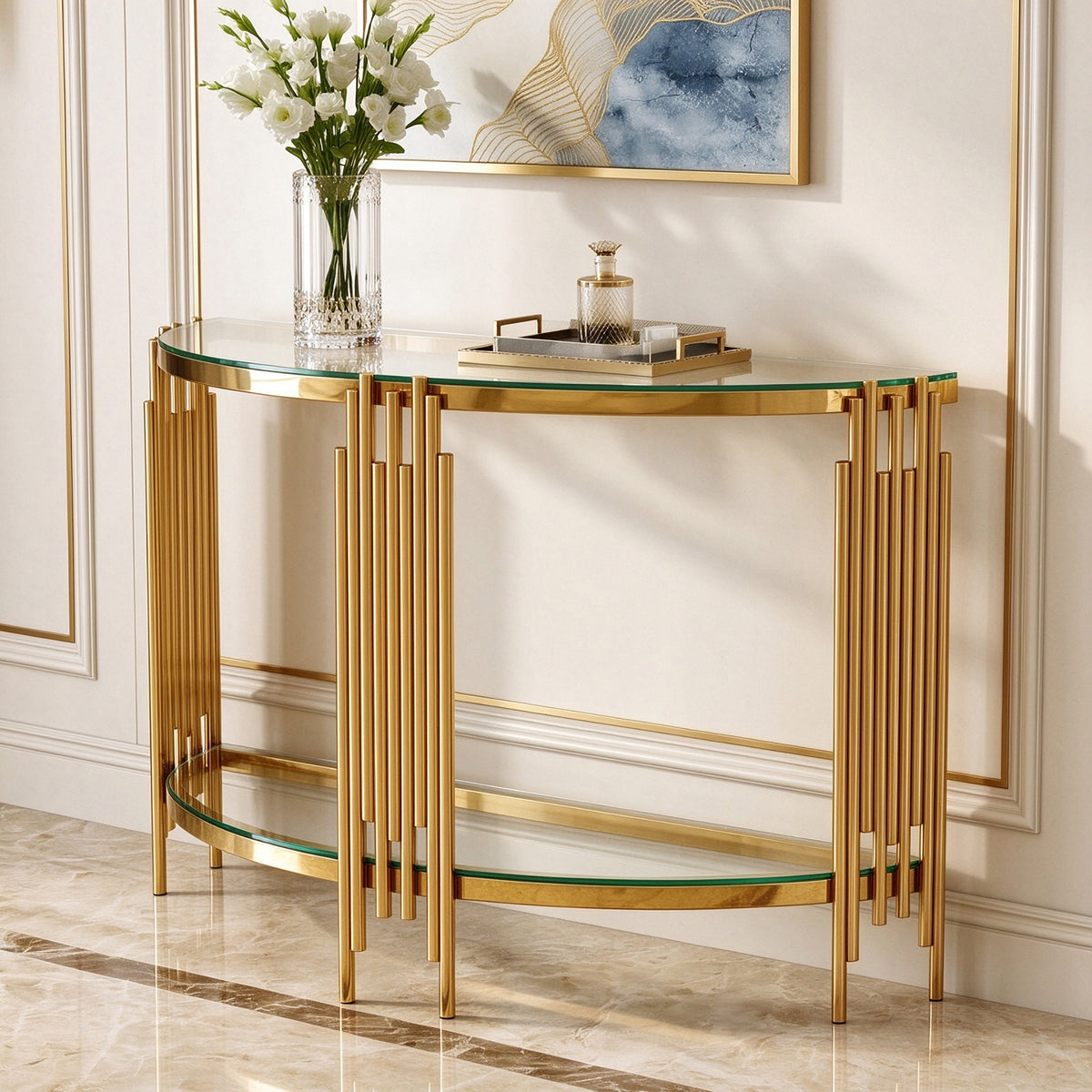 Stainless steel console table