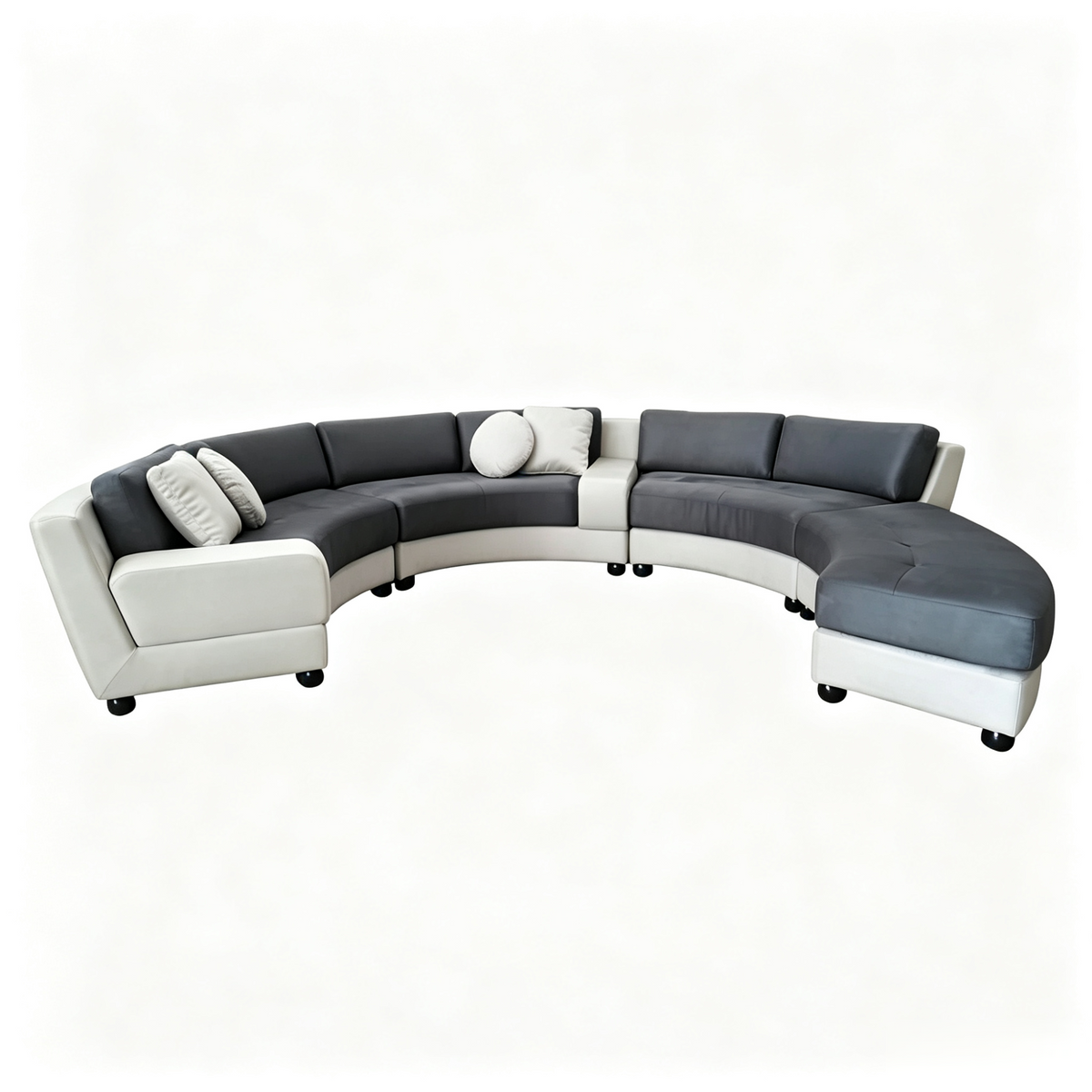 4PCS 160" Semi Circular Round Microfiber Fabric Sectional Sofa set