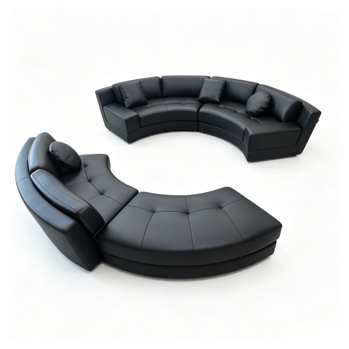 4 Piece S606 Modern Semi Circular Modular Leather Curved Sectional Sofa