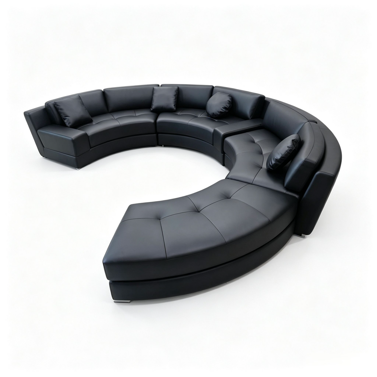 4 Piece S606 Modern Semi Circular Modular Leather Curved Sectional Sofa