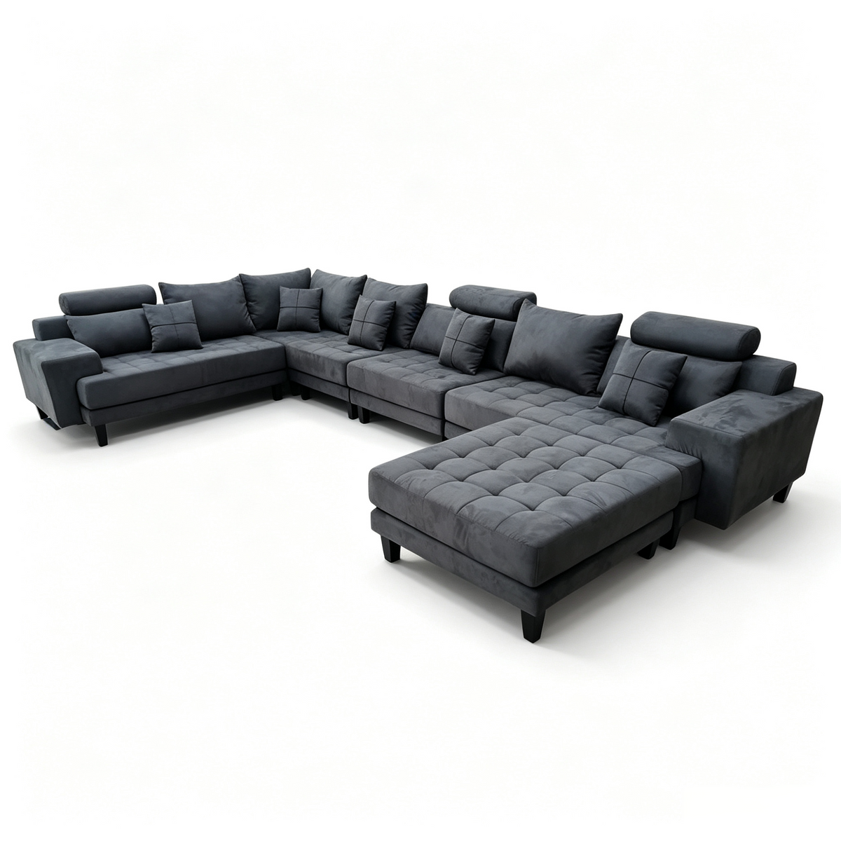 5-Piece S150DDG Modern Microfiber Reversible Sectional Fabric Sofa Set
