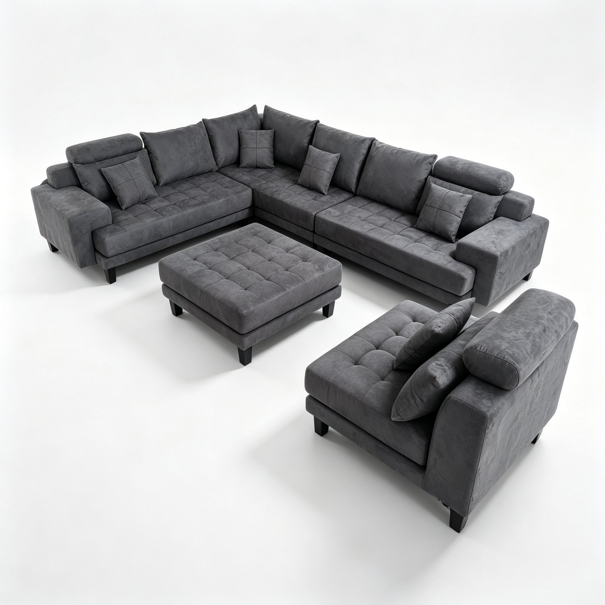 5-Piece S150DDG Modern Microfiber Reversible Sectional Fabric Sofa Set