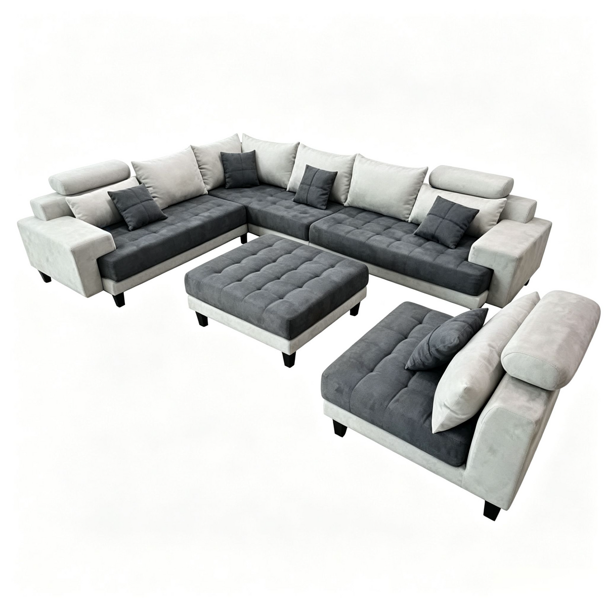 5-Piece S150DDG Modern Microfiber Reversible Sectional Fabric Sofa Set