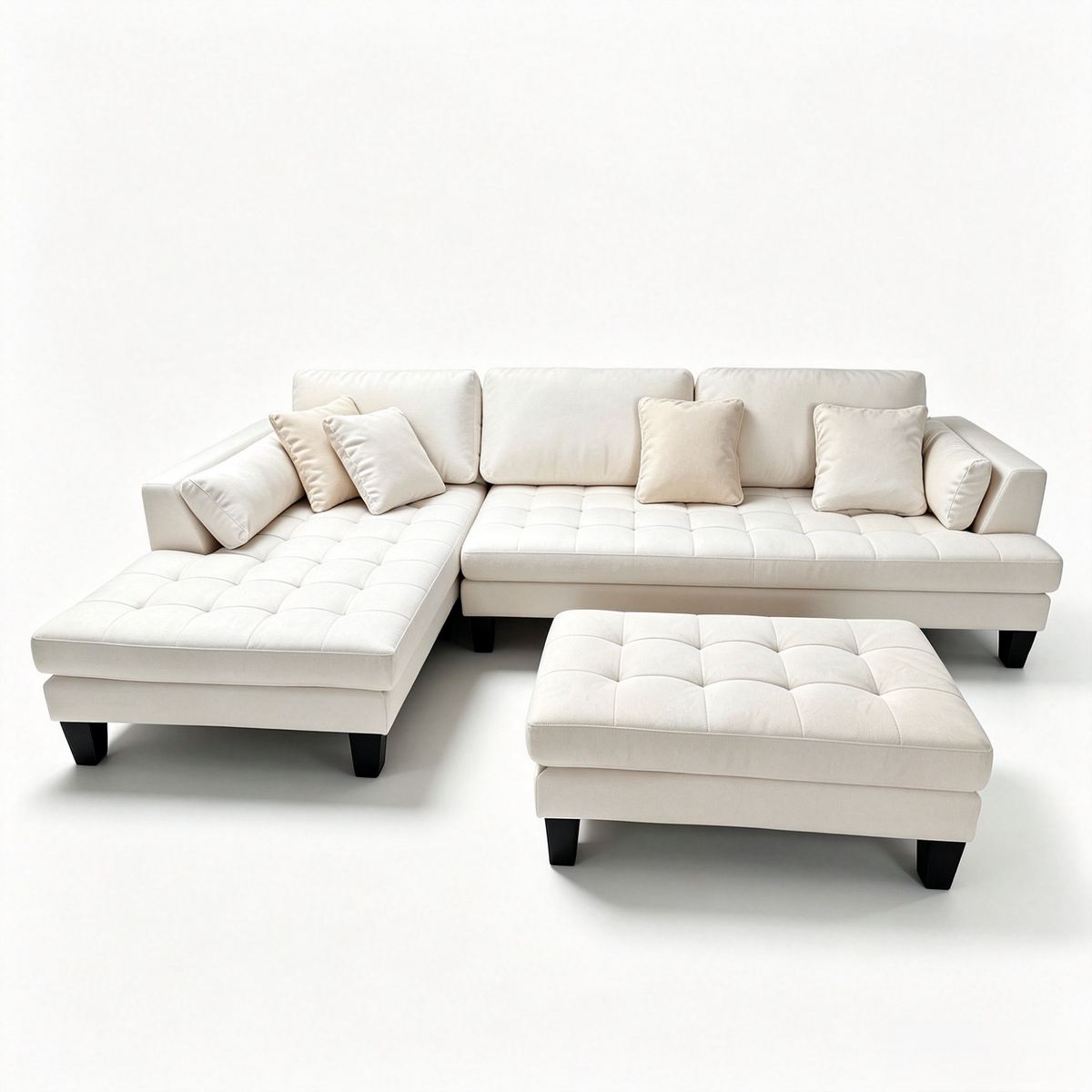 3-Piece Contemporary Microfiber Fabric Sectional Couch Sofa S168L
