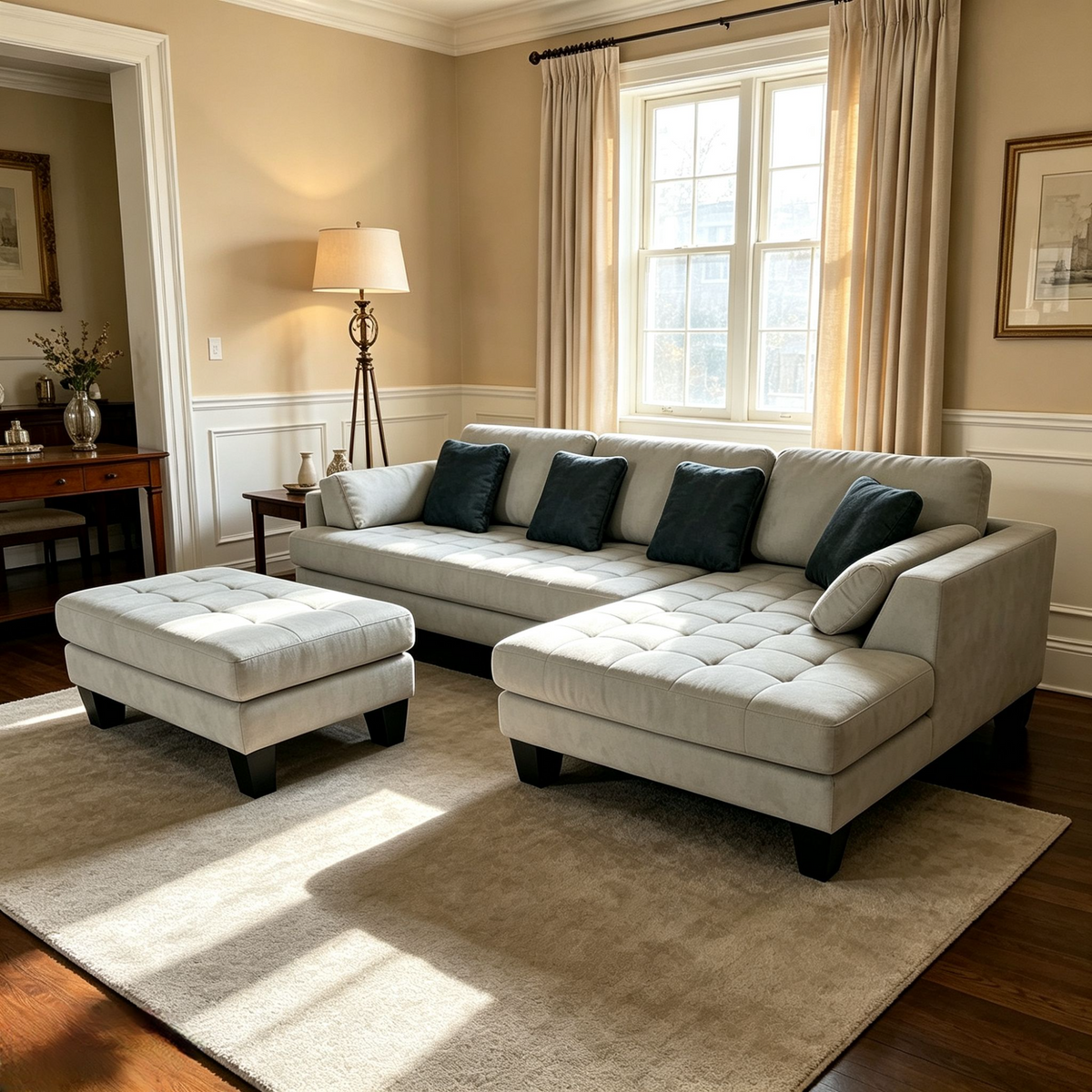 3-piece Contemporary Microfiber Fabric Sectional Couch Sofa S168