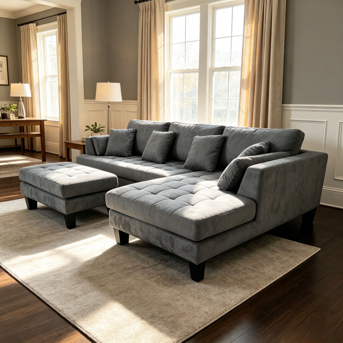 3-piece Contemporary Microfiber Fabric Sectional Couch Sofa S168