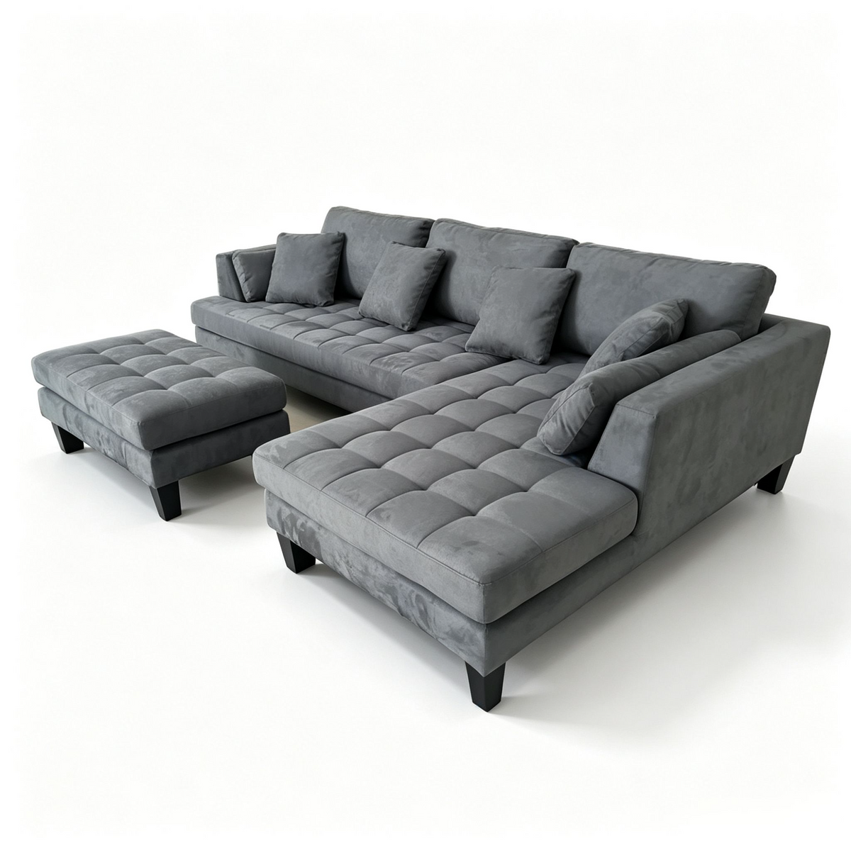 3-piece Contemporary Microfiber Fabric Sectional Couch Sofa S168