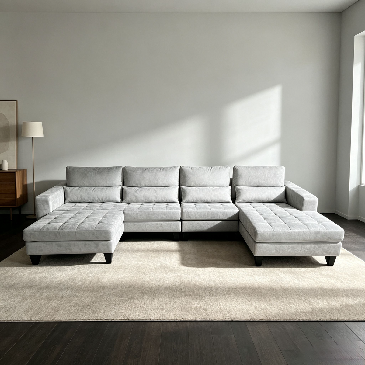 4-piece Modern High Back Microfiber Sectional Couch Sofa Set S6839R