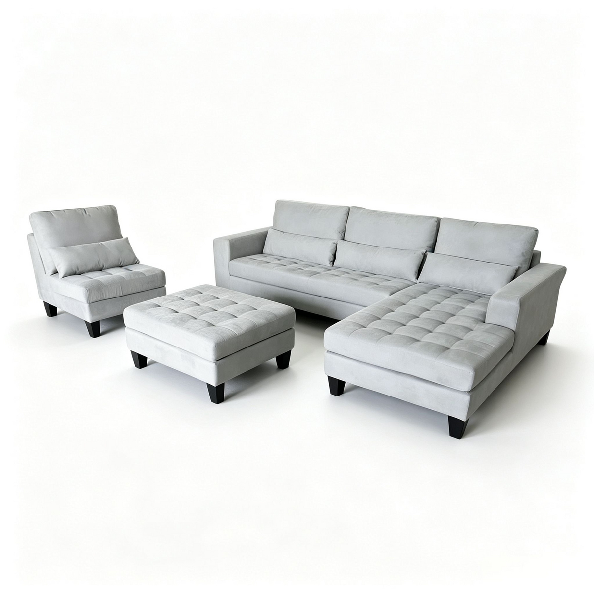 4-piece Modern High Back Microfiber Sectional Couch Sofa Set S6839R