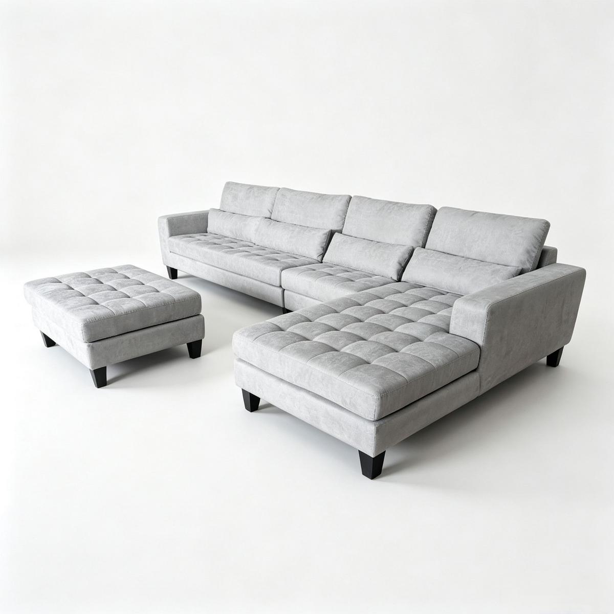 4-piece Modern High Back Microfiber Sectional Couch Sofa Set S6839R