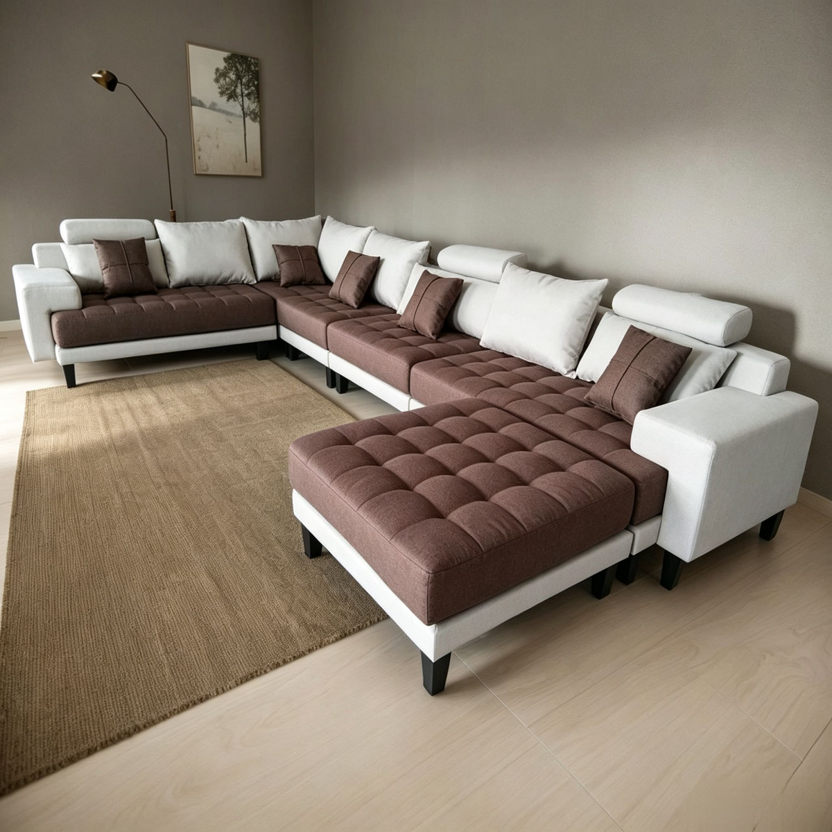 5-Piece S150DDG Modern Microfiber Reversible Sectional Fabric Sofa Set