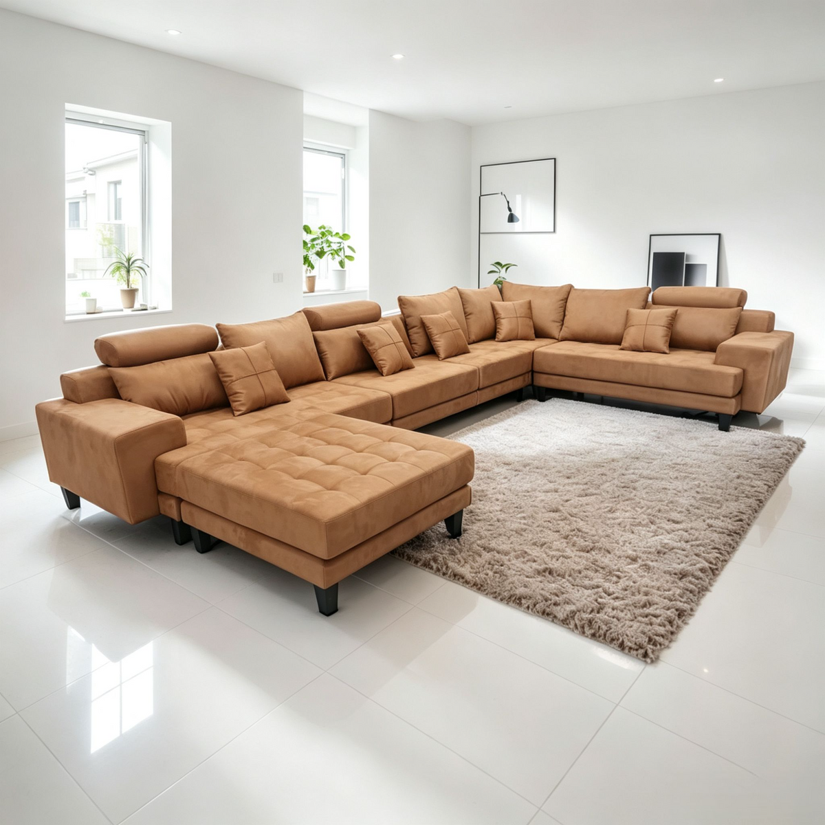 5-Piece S150DDG Modern Microfiber Reversible Sectional Fabric Sofa Set
