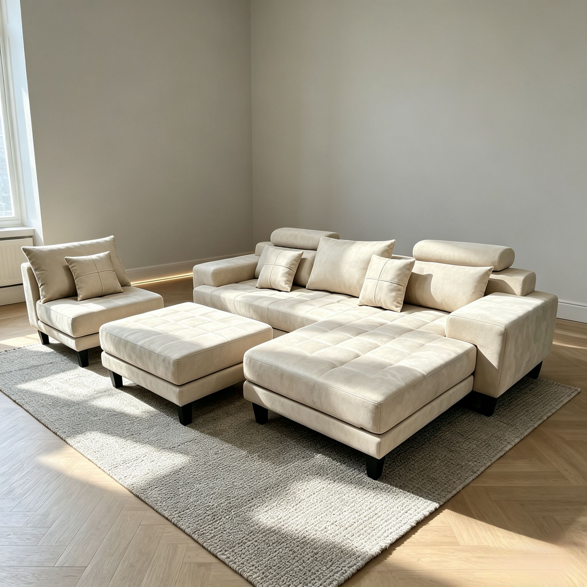 4-piece Modern Microfiber Sectional Chaise Sofa Set S150CR