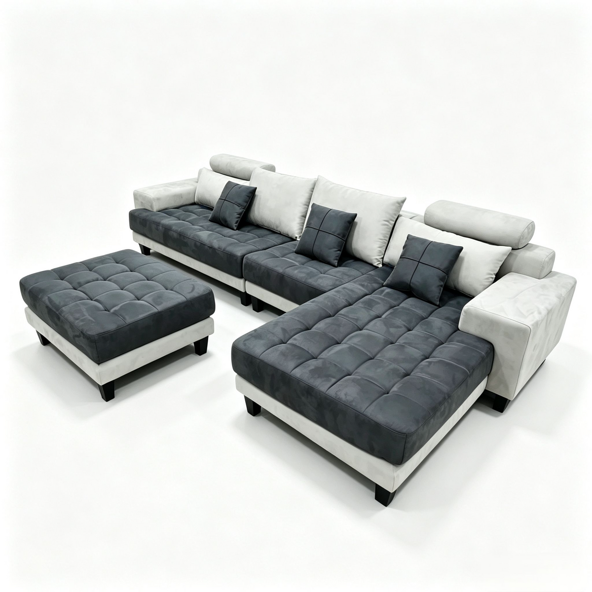 4-piece Modern Microfiber Sectional Chaise Sofa Set S150CR