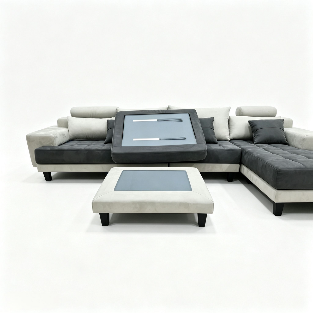 4-piece Modern Microfiber Sectional Chaise Sofa Set S150CR